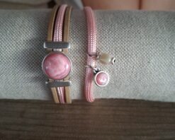 nadine armband qoss paracord leer roze