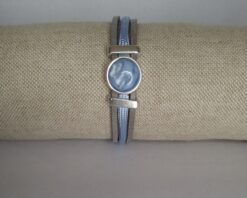 nadine armband qoss paracord leer blauw