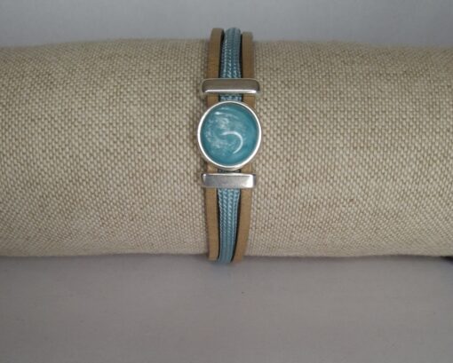 nadine armband qoss paracord leer mint