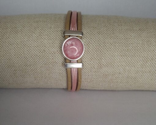 nadine armband qoss paracord leer roze