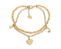 Bernice goldplated 14k en kralen khaki