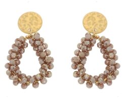 Ivette oorbellen crystal beads stainless steel i'm dutch brons