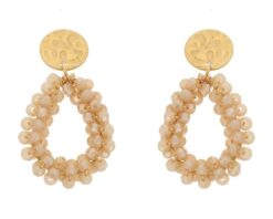 Ivette oorbellen crystal beads stainless steel i'm dutch champagne