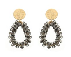 Ivette oorbellen crystal beads stainless steel i'm dutch zwart