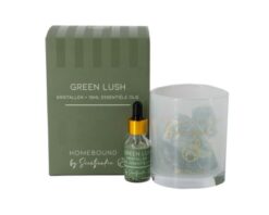 Geur kristal met essentiële olie - Green Lush - GB0284 - Fris zoetige geur met hints van Bergamot en Cedar - 9,6x9,6x14 cm