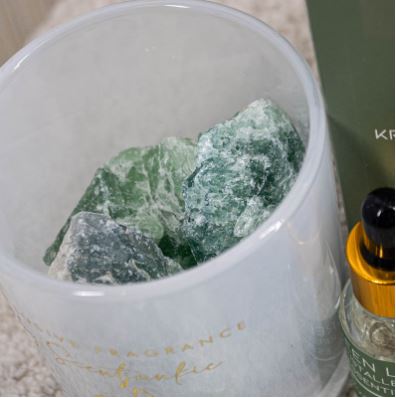 Geur kristal met essentiële olie - Green Lush - GB0284 - Fris zoetige geur met hints van Bergamot en Cedar - 9,6x9,6x14 cm 2