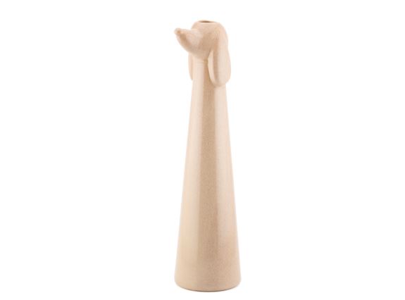 Teckel vaas Canis, Aardewerk vaas Canis beige L AS9030 - Teckel vaas keramiek L 7x6,5x25 cm
