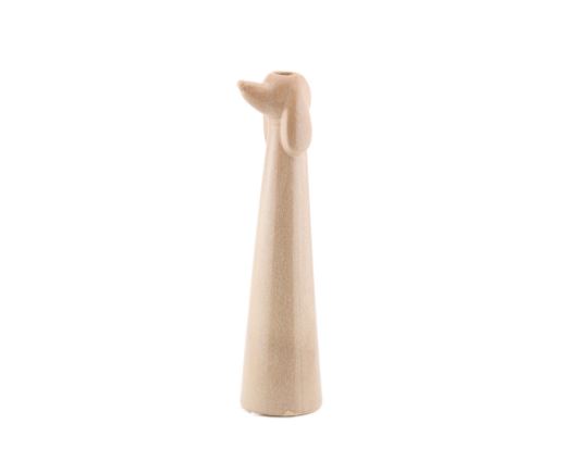 Aardewerk vaas Canis beige S AS9029 - Teckel vaas keramiek L 5,5x5x20 cm