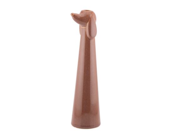 Aardewerk vaas Canis bruin L AS9033 - Teckel vaas keramiek L 7x6,5x25 cm
