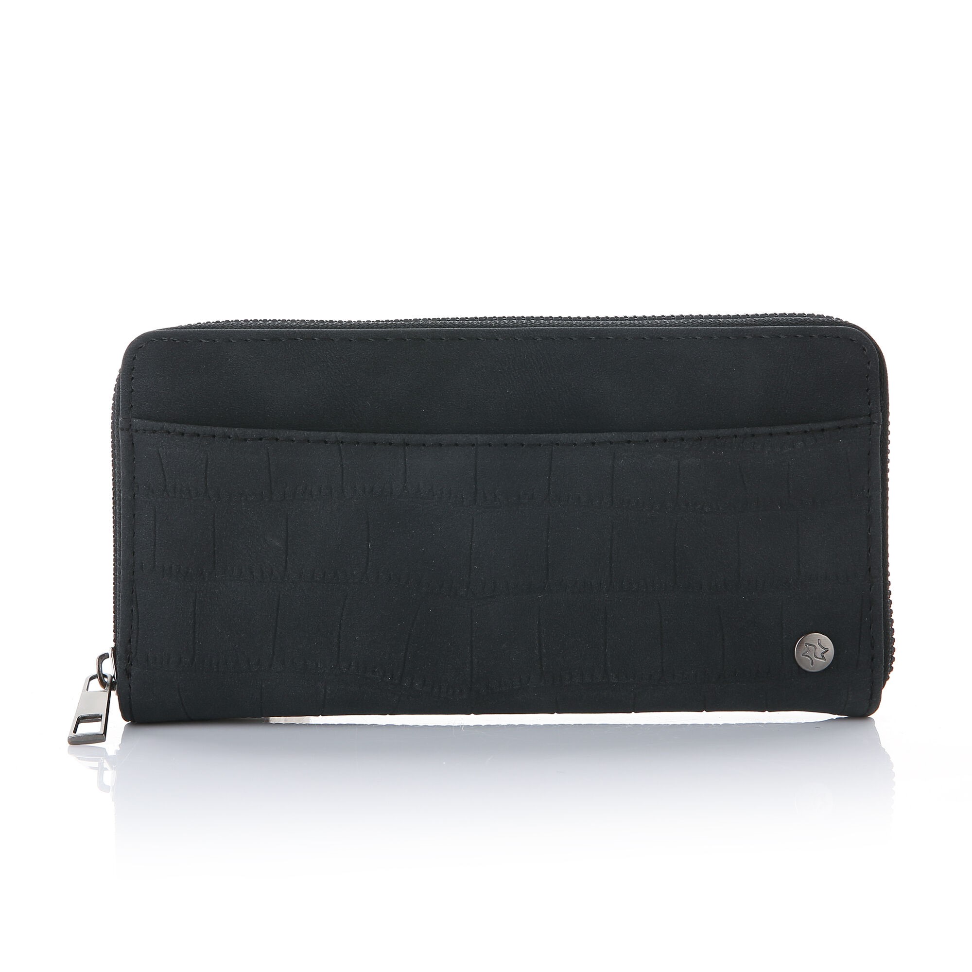 Kroko motief portemonnee WT685 zwarte portemonnee Michelle Bags & Accessoiries Vegan leer voorkant